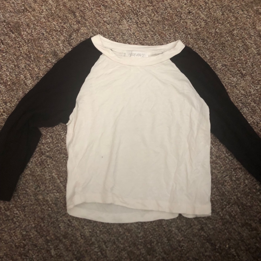 Black and White Baseball Crop Top